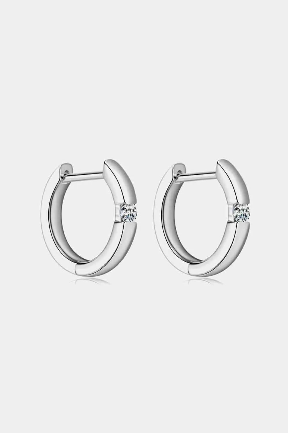 Moissanite 925 Sterling Silver Huggie Earrings Silver One Size Moissanite - Tophatter Daily Deals